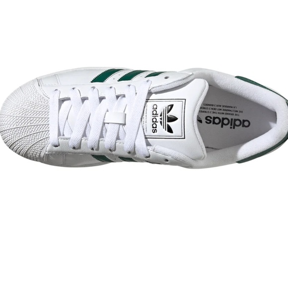 adidas Superstar White and Green Sneakers - Picture 4 of 10